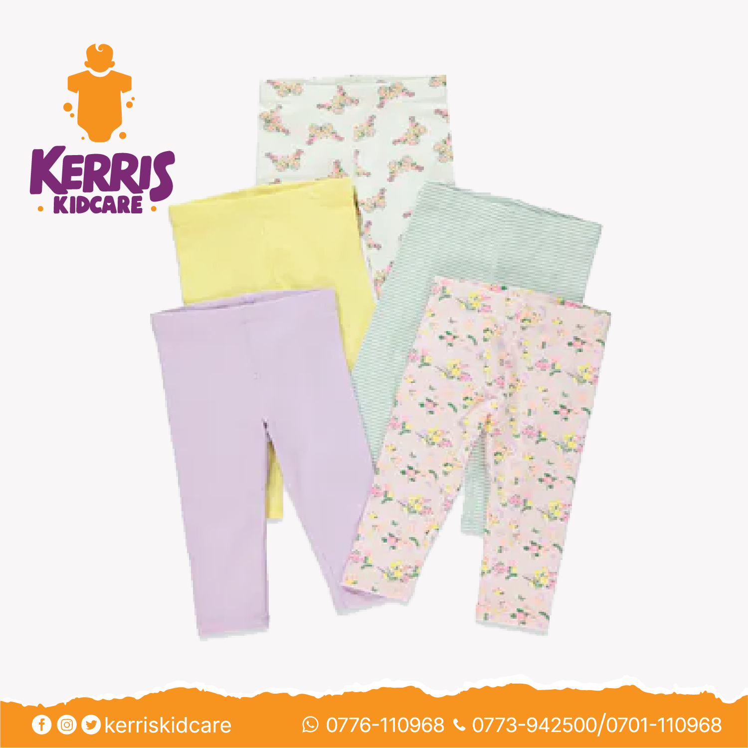 Girls 5 Pack Floral Leggings